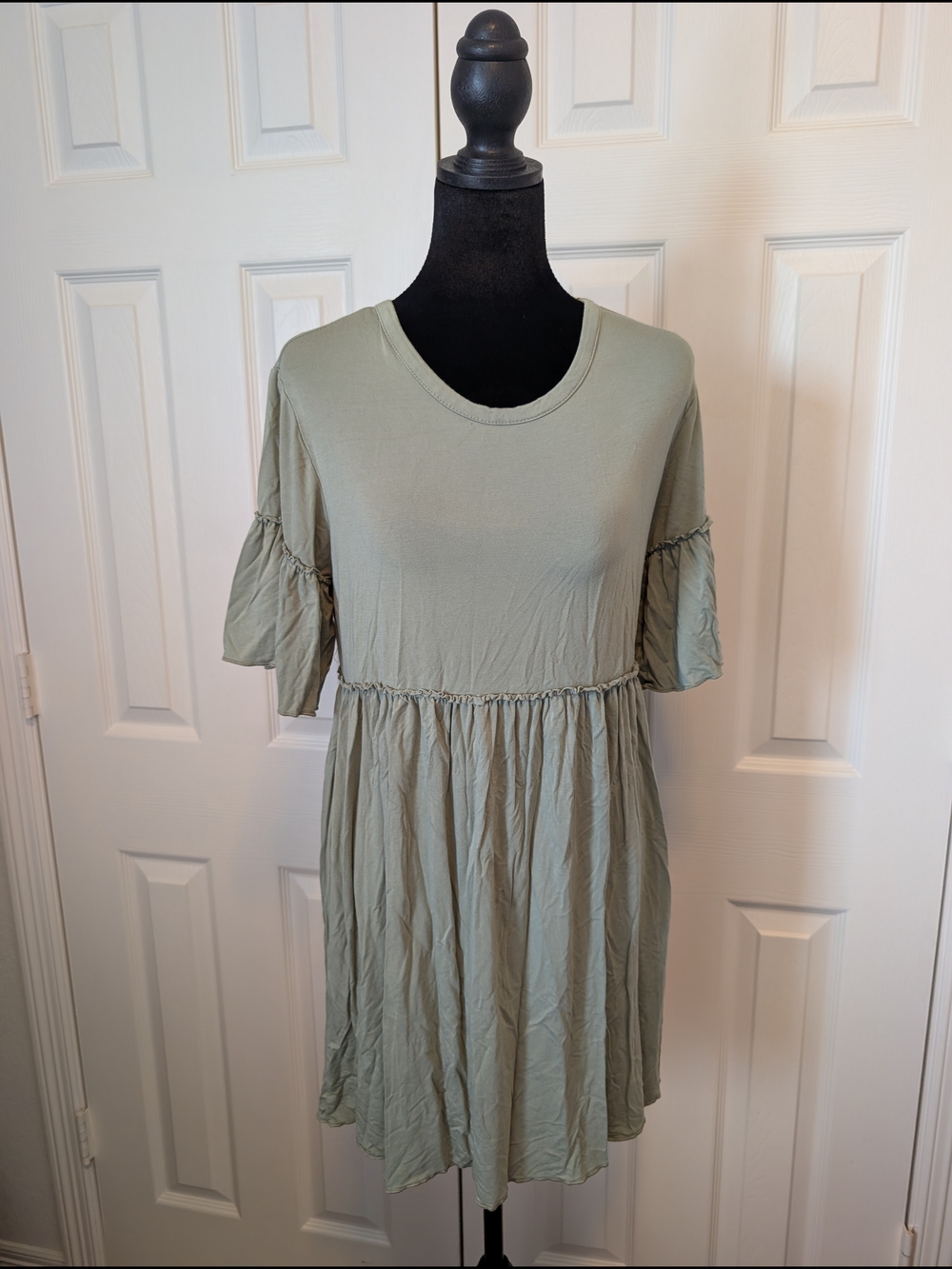 Altar'd State Sage Ruffle Sleeve Midi Swing Dress